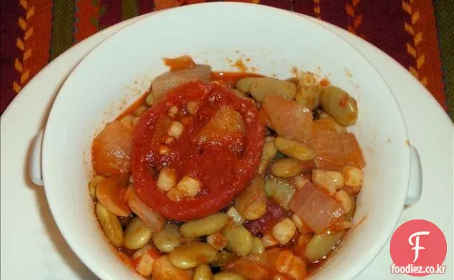 옥수수와 콩,베이컨과 토마토