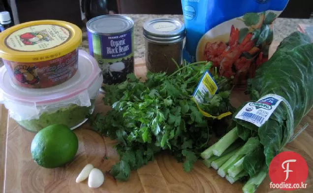 새우+녹색 부리 토 콩