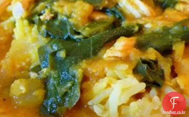 렌즈 콩과 녹색 콜라 드 수프
