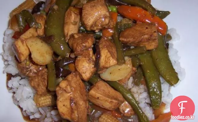 중국 닭고기와 야채