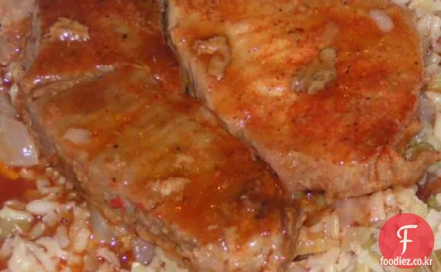 매운 구운 돼지 고기 스테이크