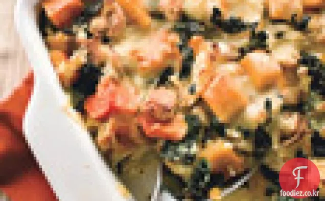 버터넛 스쿼시와 체다 빵 푸딩