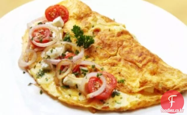 토마토,시금치,페타 오믈렛