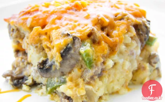 소시지 야채 아침 식사 캐서롤