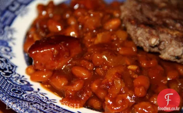 매운 고기 트리오 바베큐 구운 콩