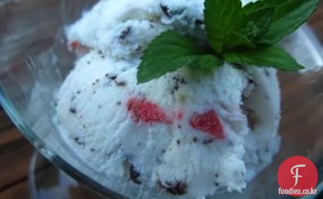 간단한 민트 초콜릿 칩 딸기 아이스크림