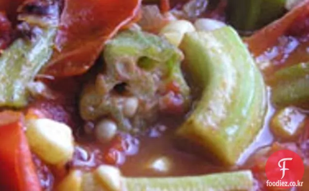 오늘 저녁 식사:오크라,옥수수,토마토
