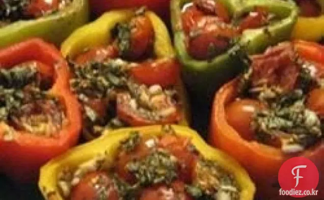 마늘,바질,토마토로 구운 고추