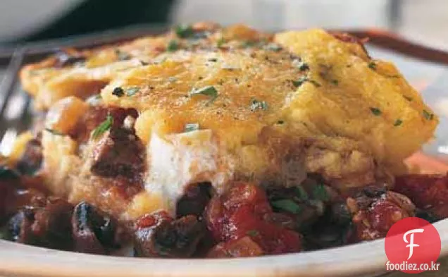 버섯,토마토,리코 타를 곁들인 폴렌타 캐서롤