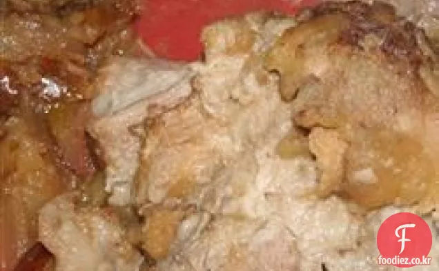 쉬운 슬로우 쿠커 애플 돼지 고기 로스트