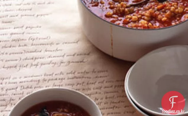 병아리 콩,토마토,철자 수프