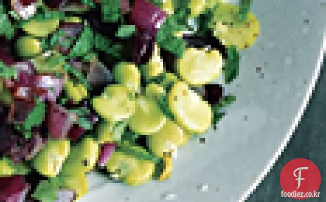 붉은 양파와 민트와 잠두 콩(페이브 콘 치 폴라 로사 전자 멘타)