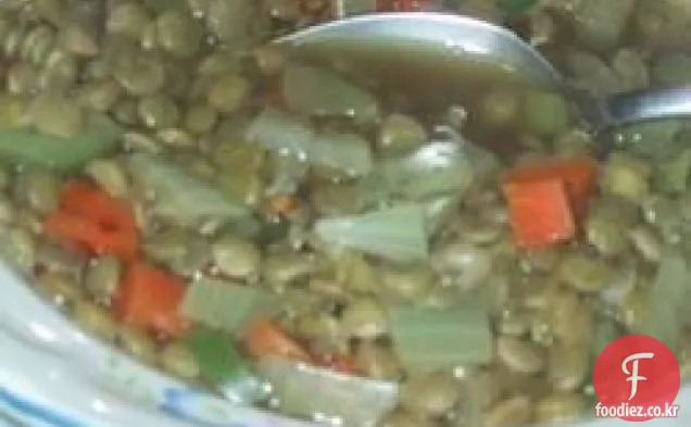 매운 렌즈 콩 야채 수프