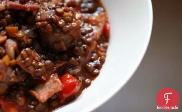 퇴폐적 인,소시지&렌즈콩