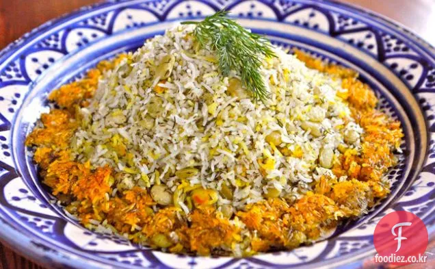페르시아 딜과 리마 콩 쌀-바갈 리 폴로
