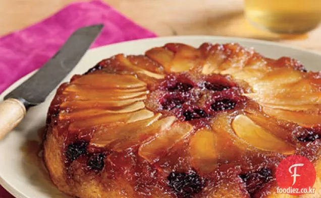 블랙 베리 사과 거꾸로 케이크
