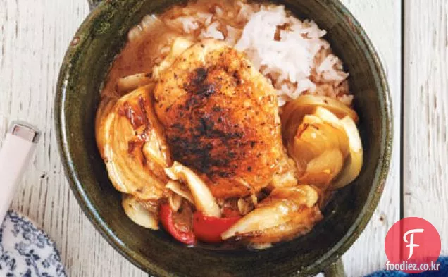 마늘과 화이트 와인으로 찐 닭 허벅지