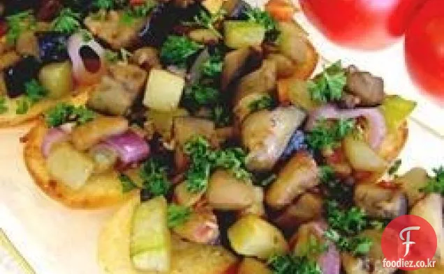 마늘 빵에 야채 기쁨