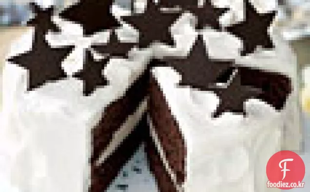 화이트 초콜릿 트러플과 초콜릿 퍼지 레이어 케이크
