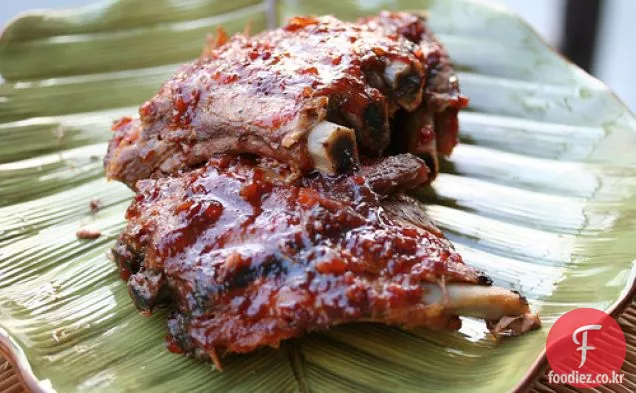 오렌지 생강 유약과 아기 다시 갈비
