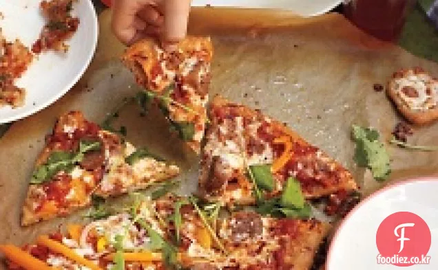 칠면조 소시지,오렌지 고추,아루 굴라 피자