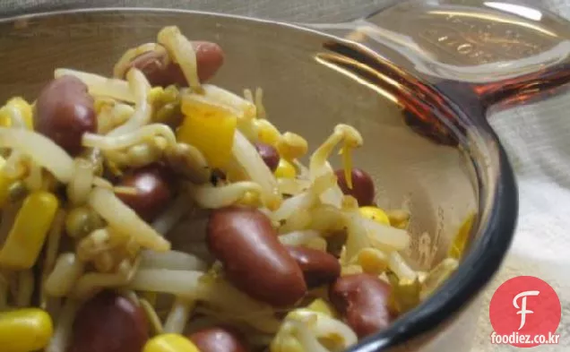 포악하게 쉽고 건강한 콩,옥수수 및 콩나물 한 그릇(비건)